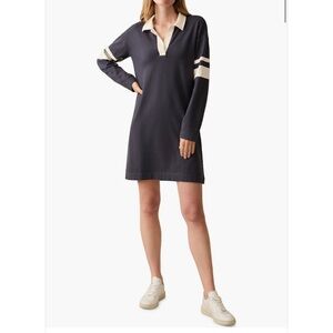 Faherty size L cotton Navy and Cream Women's Polo Dress